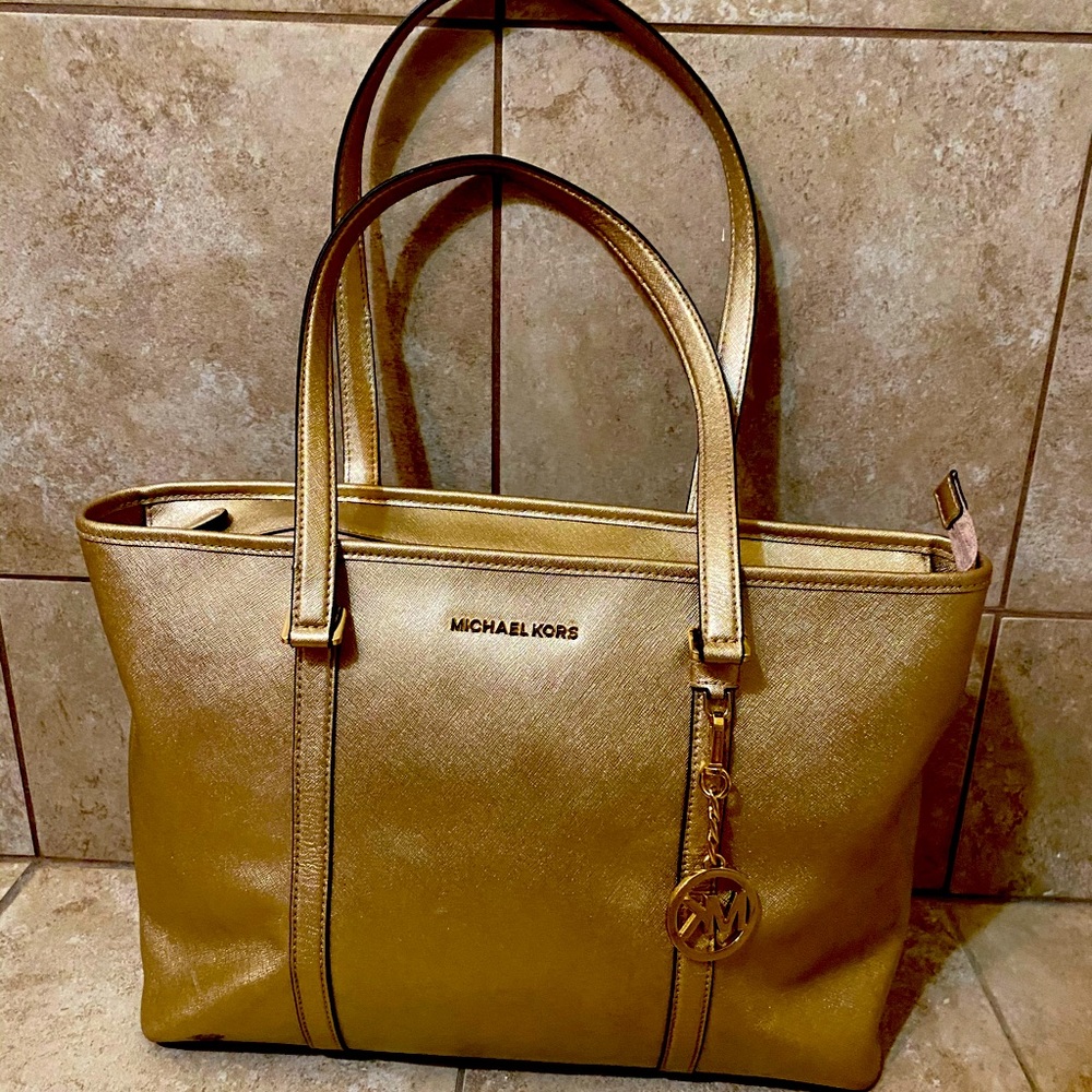 Metallic Gold Michael Kors Laptop Tote